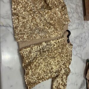 Dana Buchman Gold Sequin Knit Top